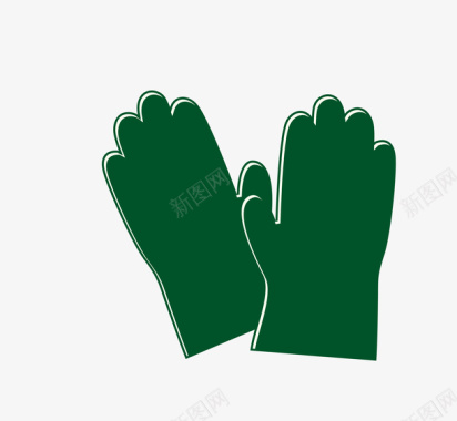 卡通绿色手套图标图标