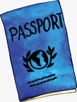 蓝色手绘夏天护照矢量图素材