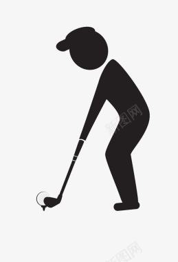黑色打高尔夫小男孩图标图标