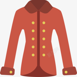 红色长款大衣外套矢量图素材