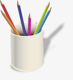 手绘笔筒彩色铅笔图案素材