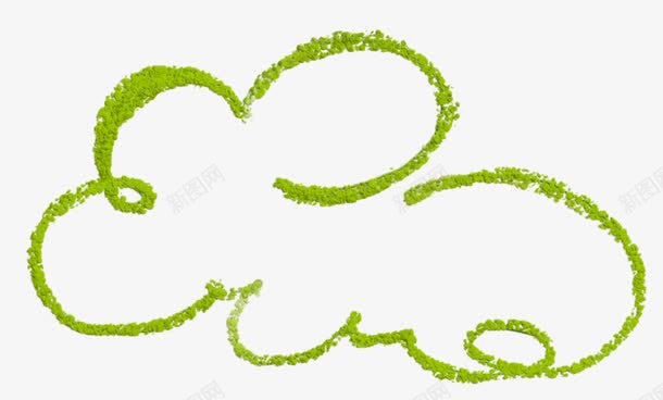 卡通绿色线条云朵png免抠素材_88icon https://88icon.com 小清新 线条 绿色 边框装饰