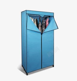 布衣柜蓝色双人衣橱高清图片