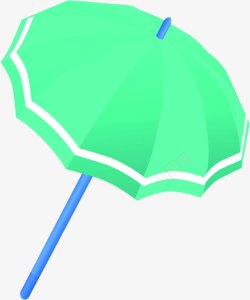 手绘夏季绿色遮阳伞素材