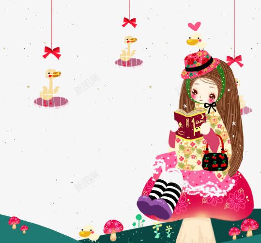 读书的小女孩png免抠素材_88icon https://88icon.com 儿童插画 卡通 卡通人物 卡通动物 可爱 小女孩 插画 故事插画 读书