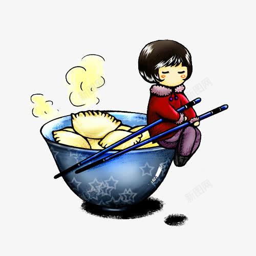 蓝色卡通女孩饺子装饰图案png免抠素材_88icon https://88icon.com 免抠PNG 卡通 女孩 蓝色 装饰图案 饺子