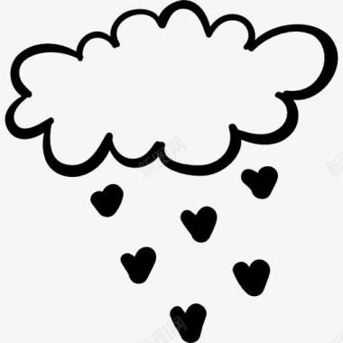 浪漫的情人节贺卡云下雨的心的形状图标图标