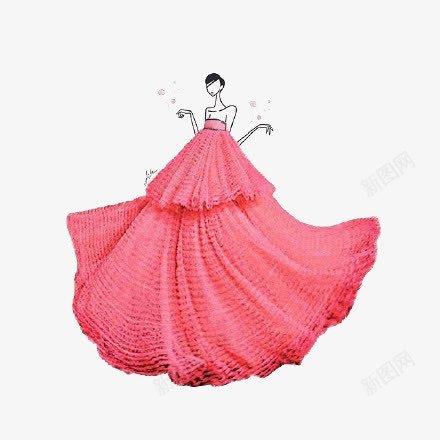 美女png免抠素材_88icon https://88icon.com 女裙 手绘 时装 服装 模特 红裙子 设计