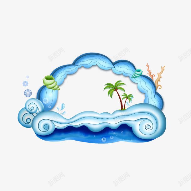 水浪和椰子树psd免抠素材_88icon https://88icon.com 卡通椰子树 椰子树 水 水浪