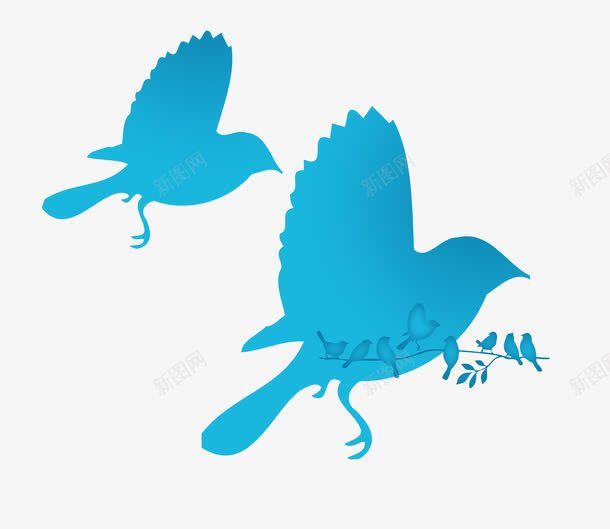 蓝色鸟剪影png免抠素材_88icon https://88icon.com 广告素材 海报设计 蓝色鸟 鸟剪影
