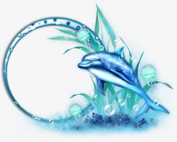 蓝色鲸鱼装饰边框素材
