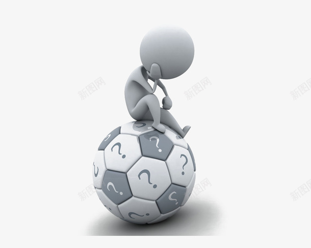 坐在足球上的白色3D小人png免抠素材_88icon https://88icon.com 3D 小人 模型 白色 足球