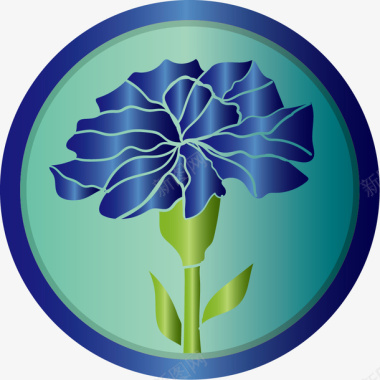 花朵蓝色圆形LOGO康乃馨矢量图图标图标