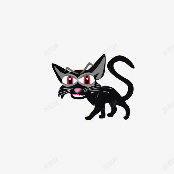 诡异黑猫png免抠素材_88icon https://88icon.com 万圣节 插画 搞怪 装饰