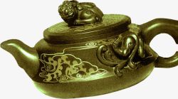 古典金属雕刻茶壶素材