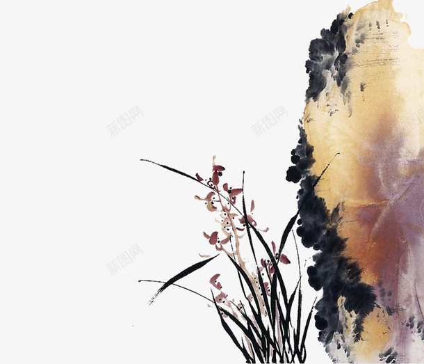 水墨花朵png免抠素材_88icon https://88icon.com 中国风素材 水墨 粉色花朵