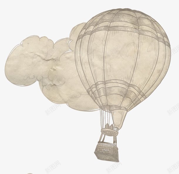 灰色手绘热气球png免抠素材_88icon https://88icon.com 图案设计 手绘 气球 热气球