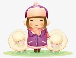 新年羊拜年小女孩高清图片