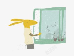 卡通淋雨袋鼠素材