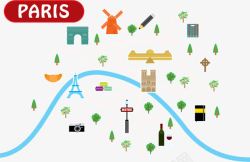 法国巴黎城市地图素材