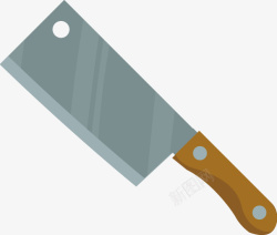 手绘插图不锈钢木柄菜刀刀具素材