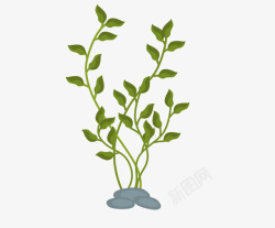 卡通绿叶装饰手绘文艺小清新素材