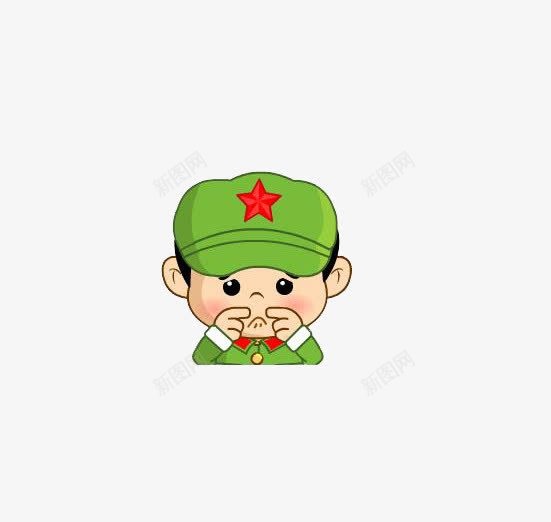 军人五角星绿色衣服呆呆png免抠素材_88icon https://88icon.com 免费 免费素材 卡通 可爱 委屈表情 抠图