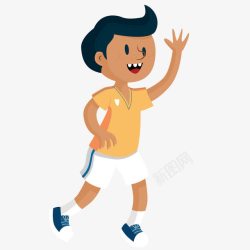 快乐打招呼的男孩素材