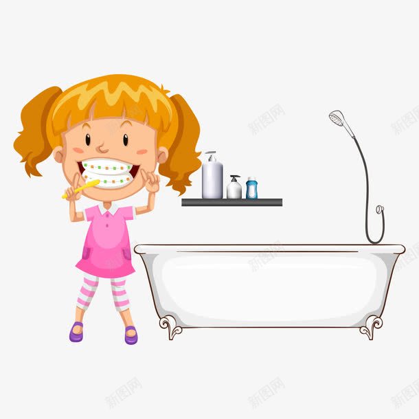 浴室刷牙png免抠素材_88icon https://88icon.com 刷牙 卡通人物 小孩 浴室 牙齿 牙齿健康 矢量人物