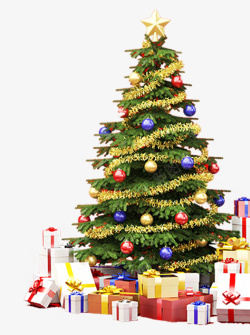 堆满礼物的圣诞树素材