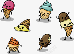 卡通搞怪冰淇淋装饰元素矢量图素材