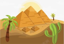 夏日埃及旅游金字塔矢量图素材