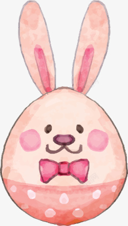 粉红水彩兔耳朵彩蛋矢量图素材