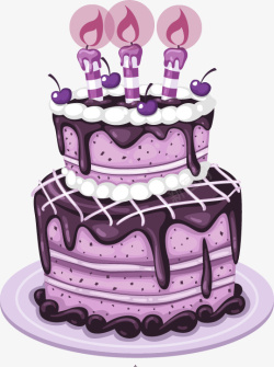 紫色清新蛋糕装饰图案素材