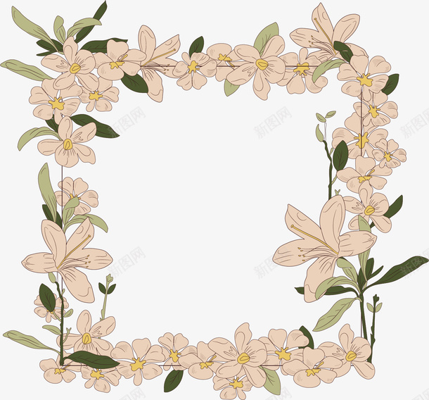 鲜花框矢量图ai免抠素材_88icon https://88icon.com PNG图 PNG图下载 创意卡通 卡通插图 插图 春天框 鲜花框 矢量图