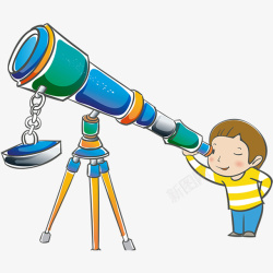 使用天文望远镜的儿童人物素材