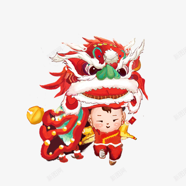 舞狮的小孩png免抠素材_88icon https://88icon.com png 小孩 新年 舞狮