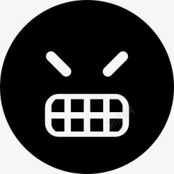 沉默的面孔愤怒的表情的方脸图标高清图片