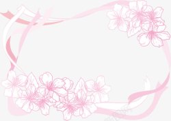 粉色花丝带边框素材