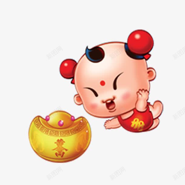 招财童子png免抠素材_88icon https://88icon.com 中国传统 年画 手绘 明间艺术 童子