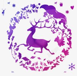 圣诞元素紫色驯鹿元素素材