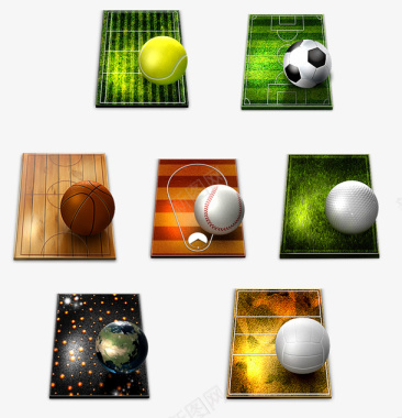 球7种球场和球图标图标