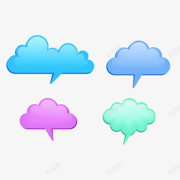 彩色云朵对话框png免抠素材_88icon https://88icon.com 云朵 对话框 彩色 文本框 标签