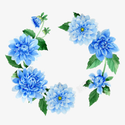 蓝色花朵花环图案装饰素材