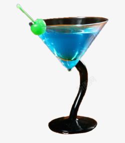 锥形玻璃高脚杯蓝色鸡尾酒素材