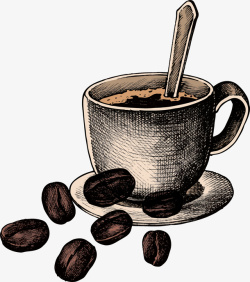 自制咖啡手绘风咖啡豆咖啡矢量图高清图片