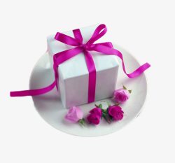 新年紫色彩带礼物盒素材