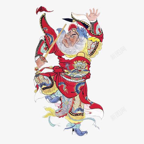 门神贴画png免抠素材_88icon https://88icon.com 中国传统门神 古风 彩色 新年