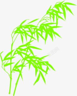 绿色清新手绘竹叶竹林素材