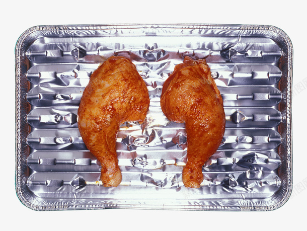 锡铂纸盘中的烤鸡腿png免抠素材_88icon https://88icon.com 肉类 锡铂纸盘 食材 食物 鸡小腿 鸡肉 鸡腿 黄色鸡腿肉